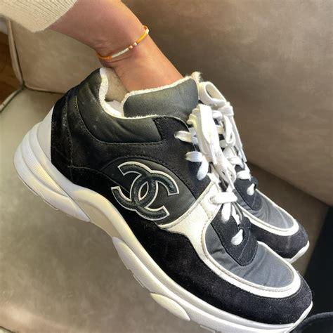 full black chanel trainers|chanel black trainers white sole.